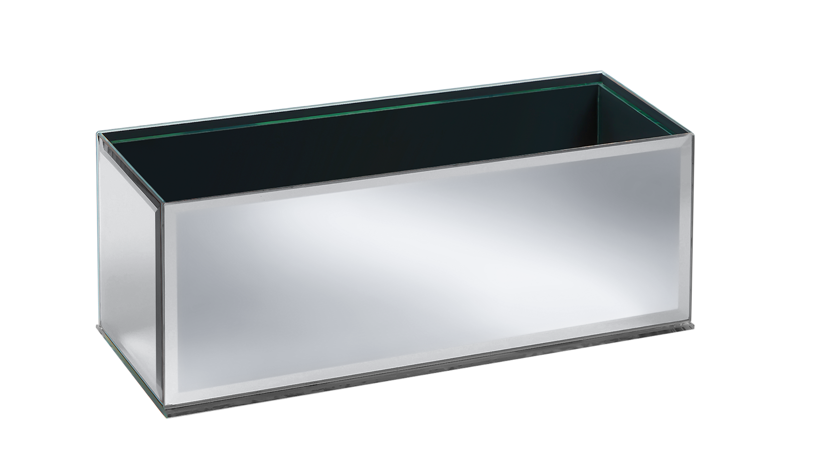 MIRROR RECTANGLE VASE - 12" × 4" × 4" - Silver Mirror - 12-Piece per Pack