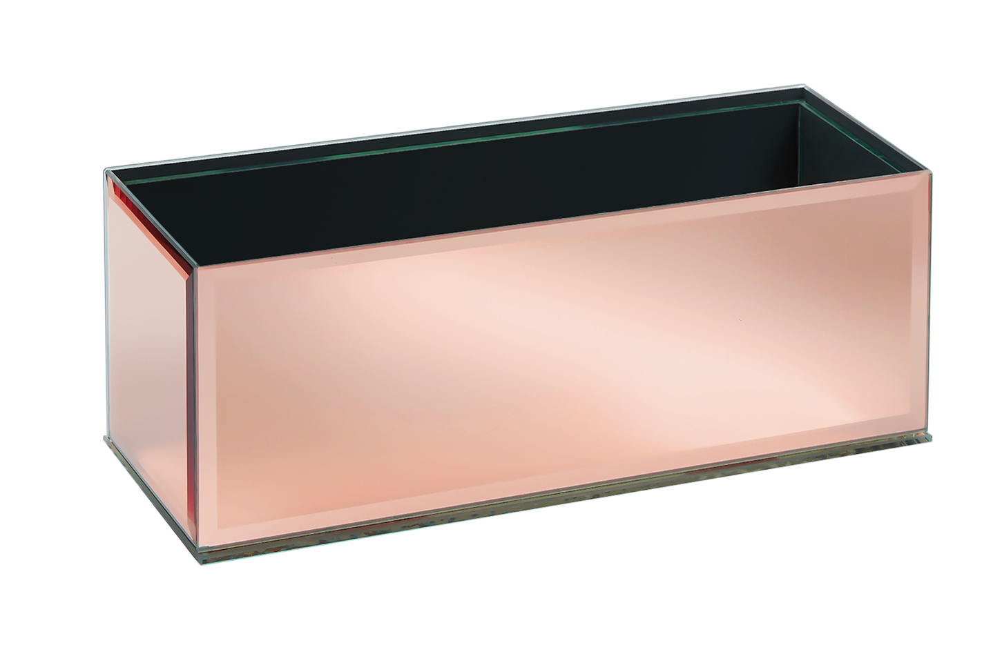 MIRROR RECTANGLE VASE - 12" × 4" × 4" - Rose Gold Mirror - 12-Piece per Pack