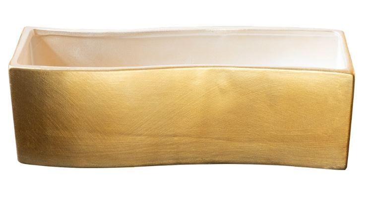 GLAZED WAVY CERAMIC POT - Gold