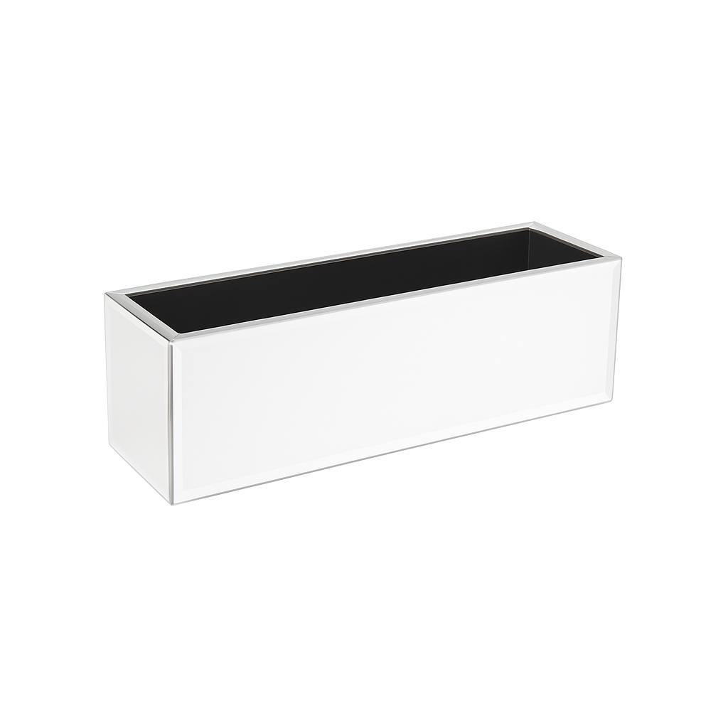 MIRROR RECTANGLE VASE - 12" × 4" × 4" - White Mirror - 12-Piece per Pack