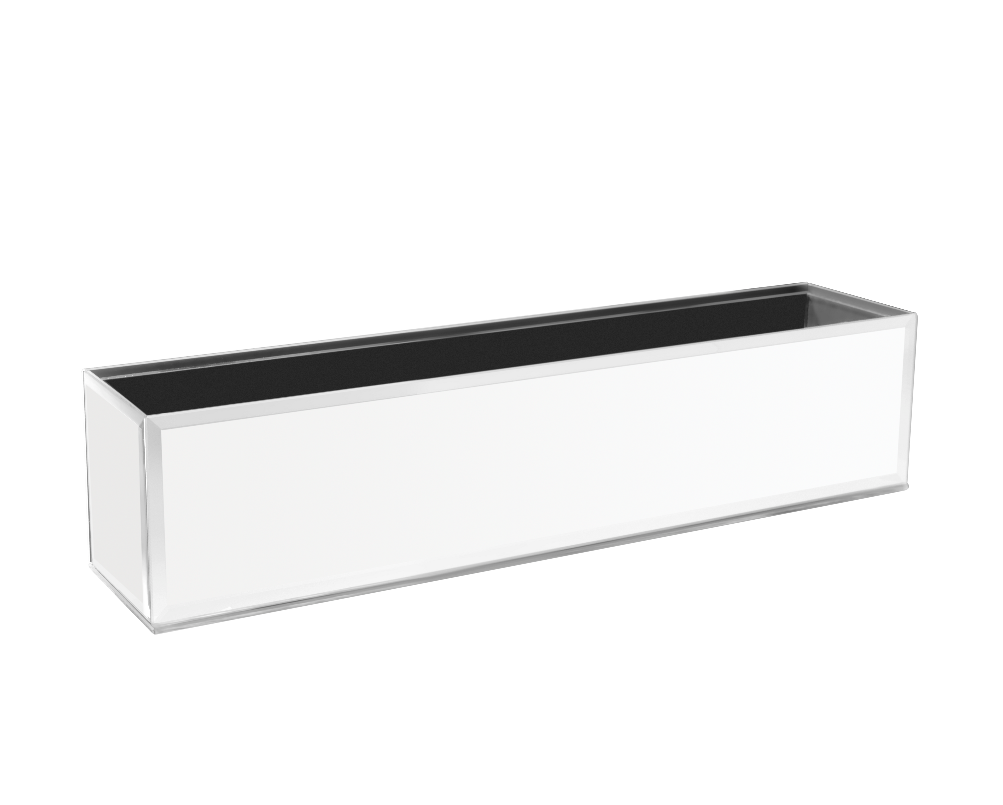 MIRROR RECTANGLE VASE - 18" × 4" × 4" - White Mirror - 12-Piece per Pack