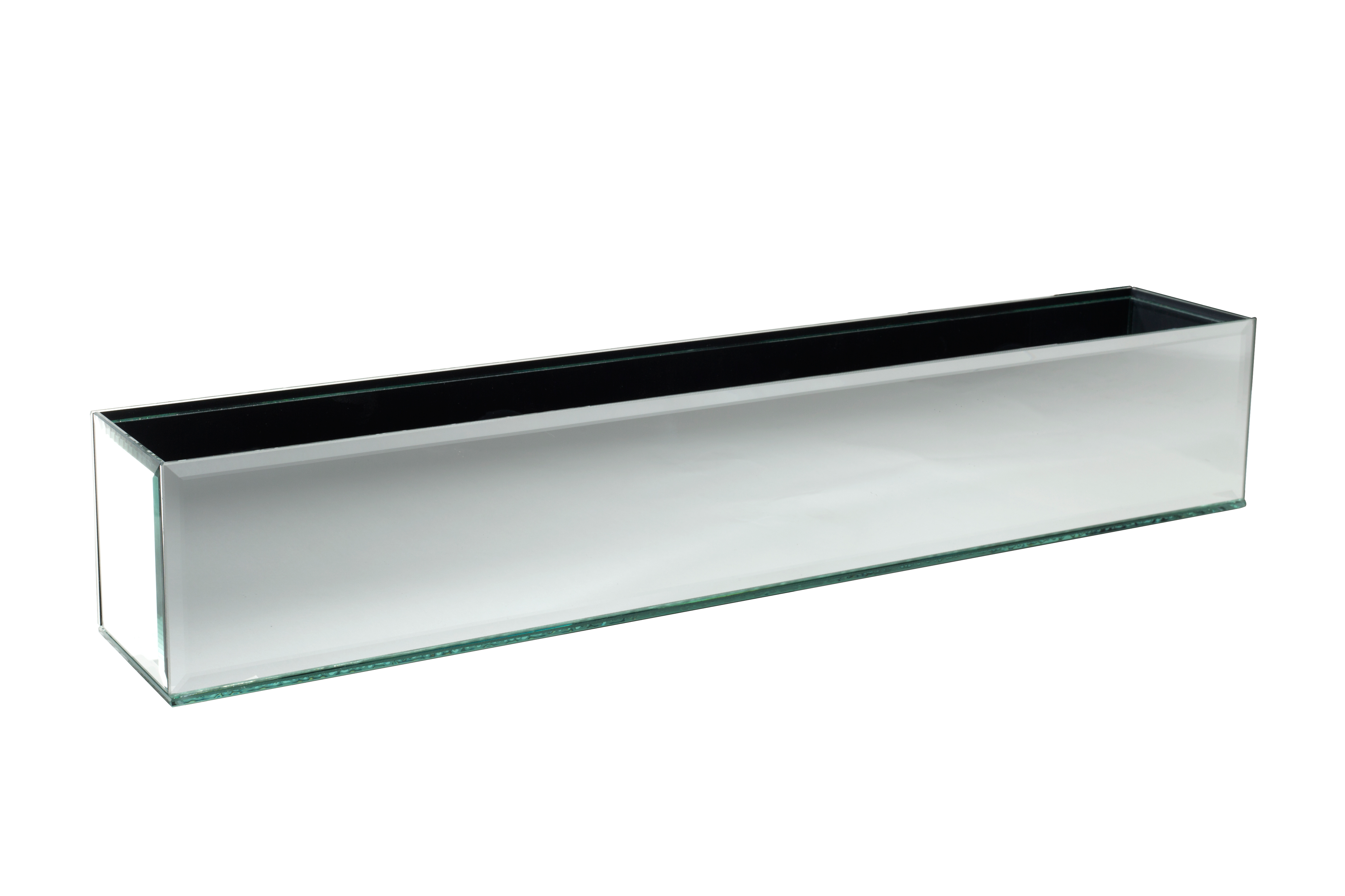 MIRROR RECTANGLE VASE - 24" × 4" × 4" - Silver Mirror - 4-Piece per Pack
