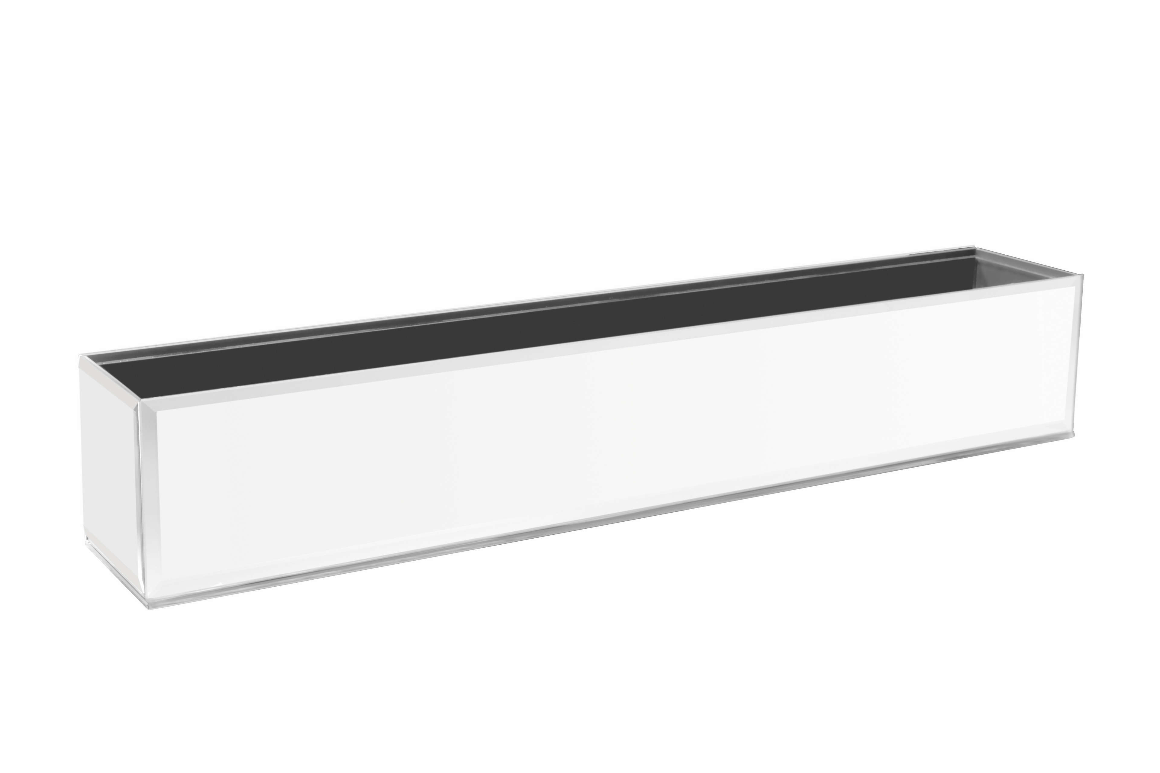 MIRROR RECTANGLE VASE - 24" × 4" × 4" - White Mirror - 6-Piece per Pack