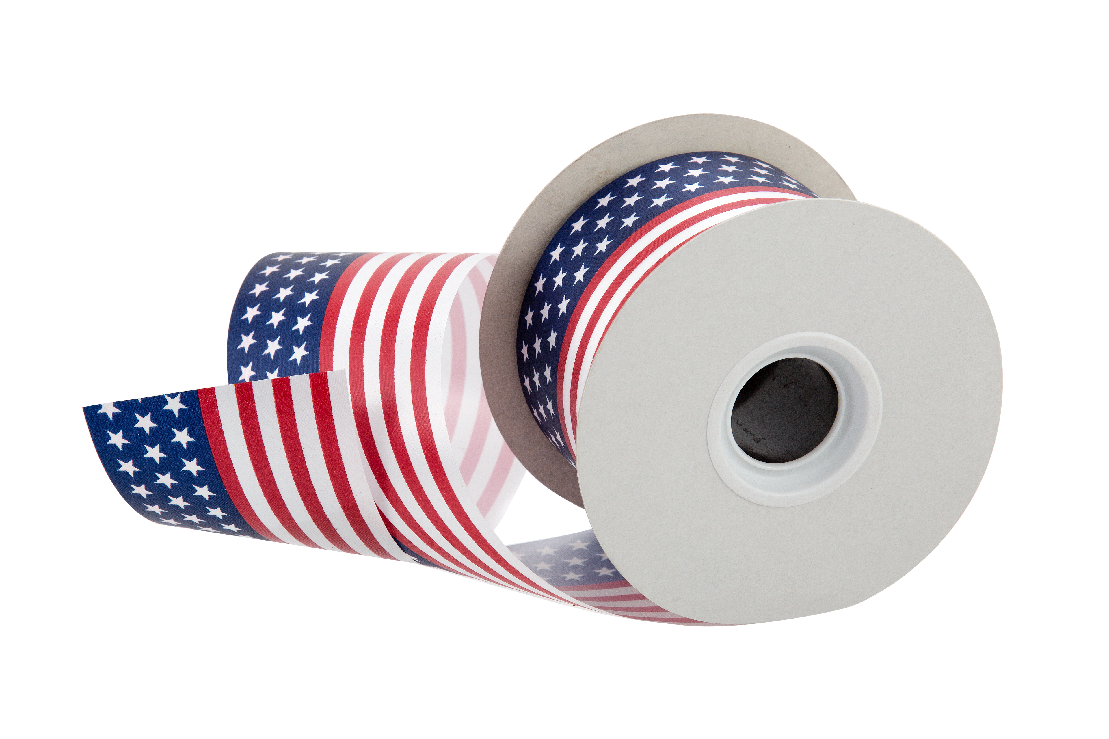 FLAG PATTERN POLY RIBBON | 50-Yards per Roll - 2 3/4"