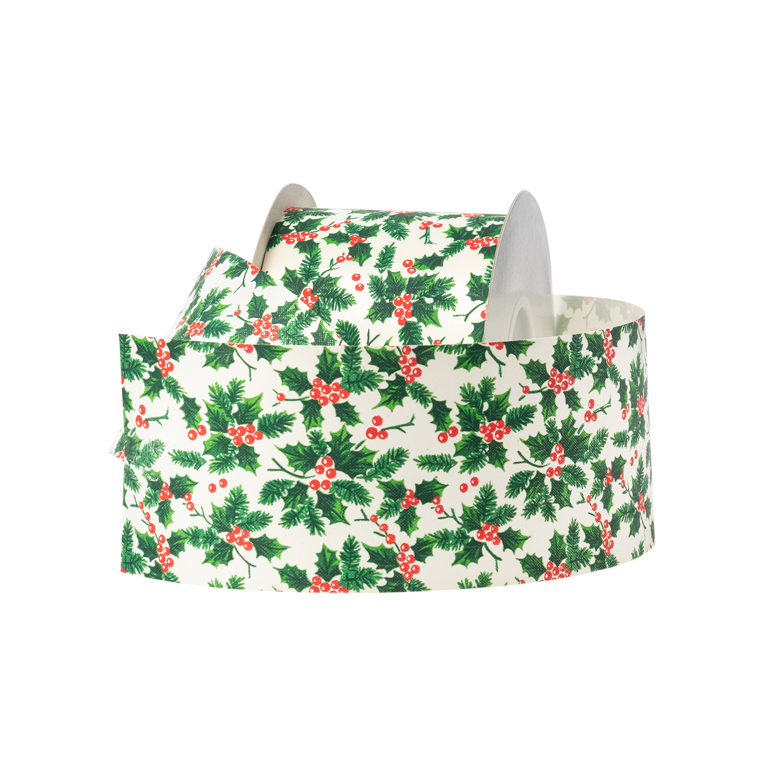 HOLLY PATTERN POLY RIBBON | 50-Yards per Roll - 2 3/4"