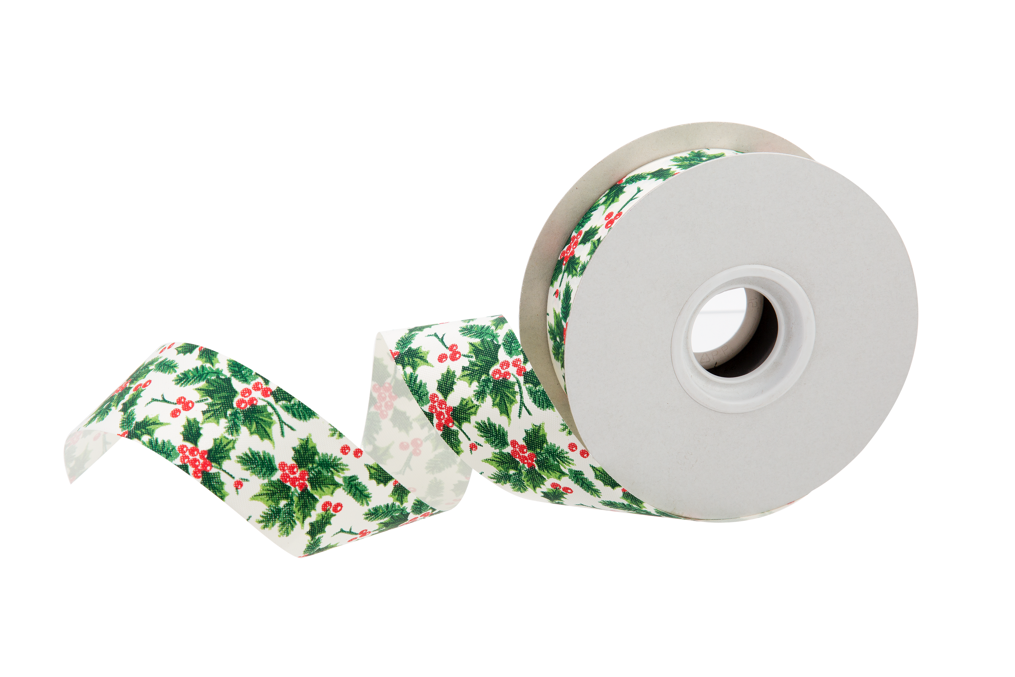 HOLLY PATTERN POLY RIBBON | 50-Yards per Roll - 1 3/8"