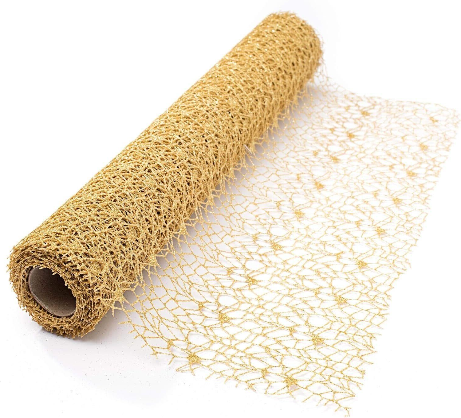 GLITTER SISAL MESH | 10-Yards per Roll - Gold