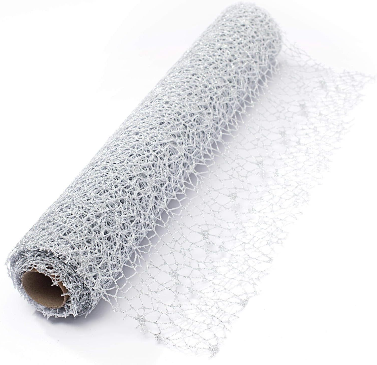 GLITTER SISAL MESH | 10-Yards per Roll - Silver