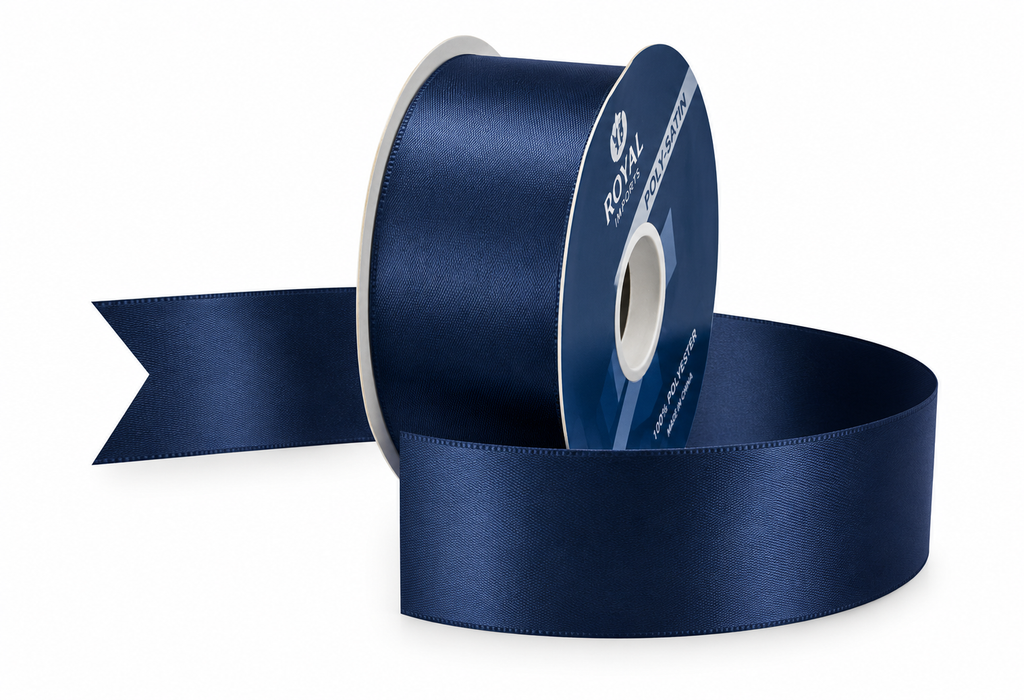 POLY SATIN RIBBON | 100-Yards per Roll - 1 3/8" - Navy Blue