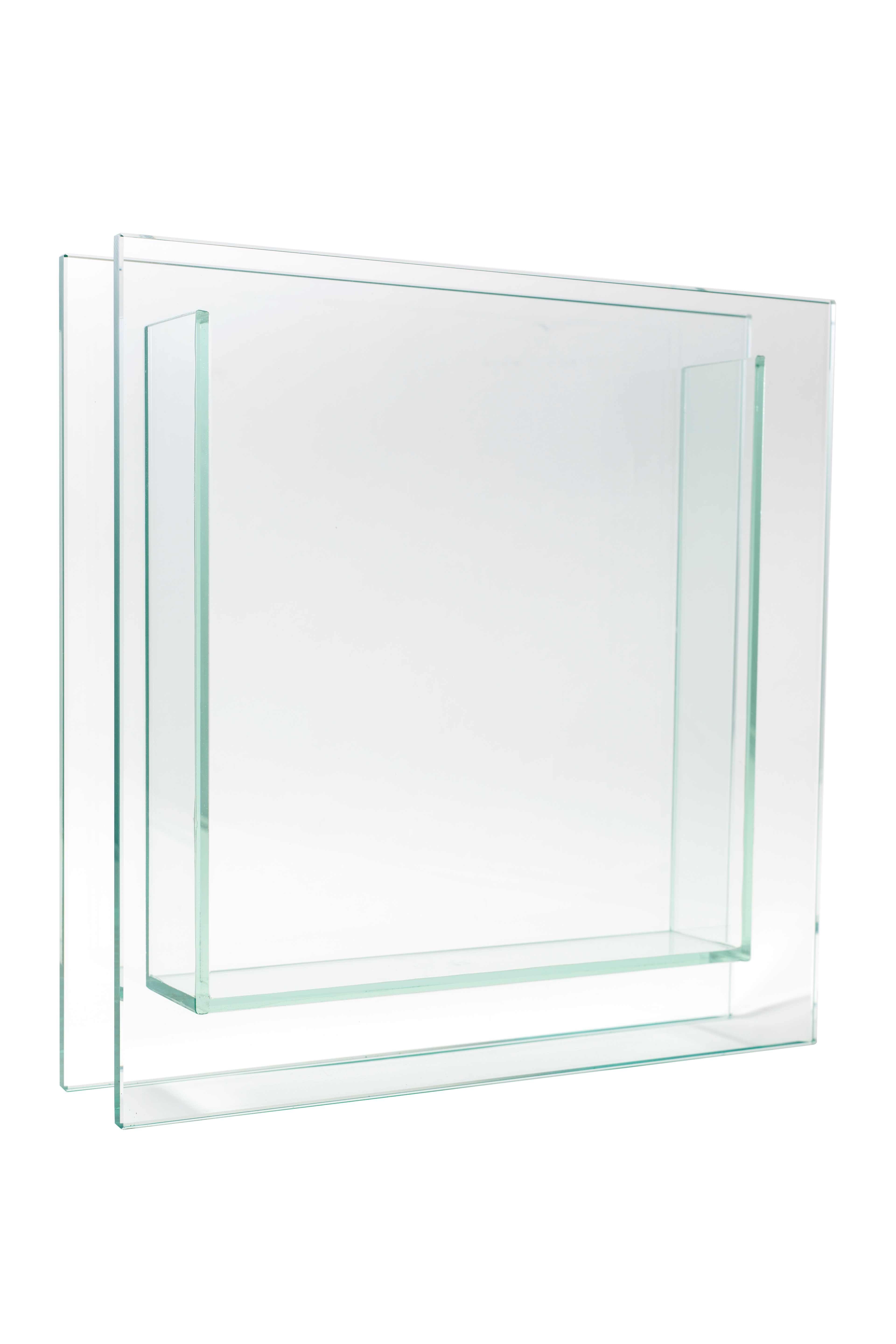 SQUARE PLATE GLASS VASE - 12" × 2" × 12" - 6-Piece per Pack