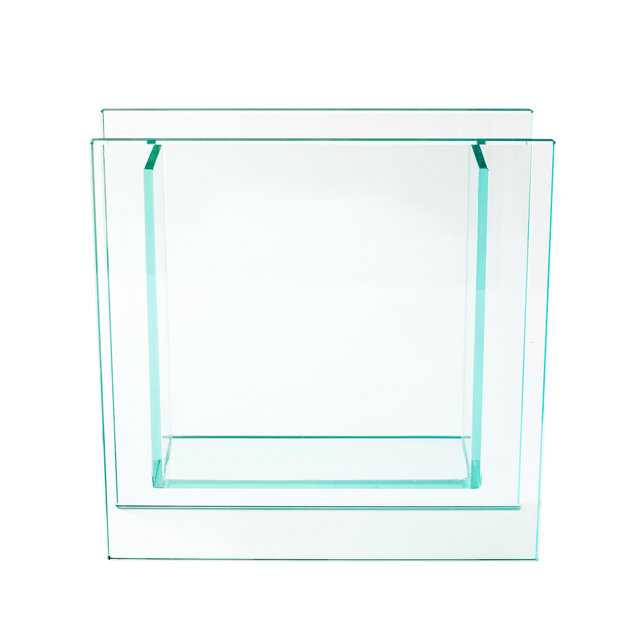 SQUARE PLATE GLASS VASE - 8" × 2" × 8" - 6-Piece per Pack