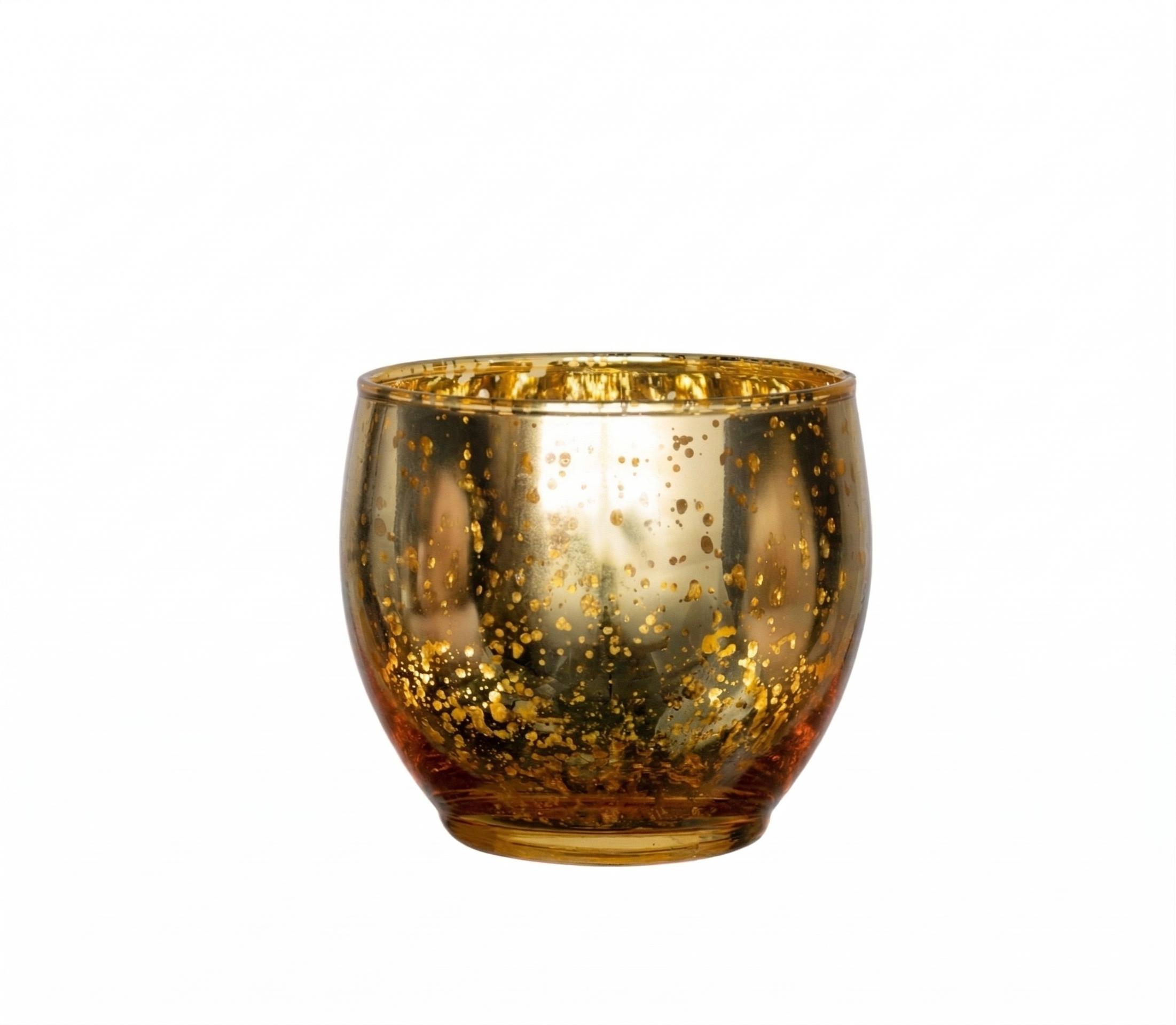 UNFILLED ROLY POLY VOTIVE GLASS - Gold Speckled