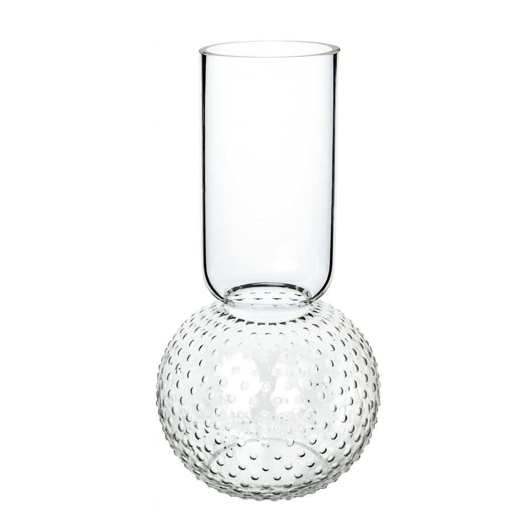 FROSTED BUBBLE BASE CYLINDER TOP VASE