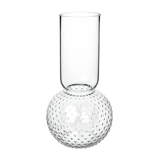 FROSTED BUBBLE BASE CYLINDER TOP VASE