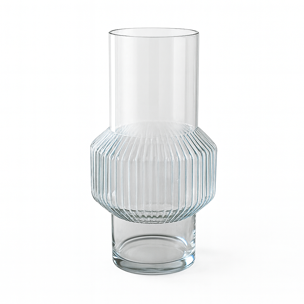 RIBBED CENTER CYLINDER VASE