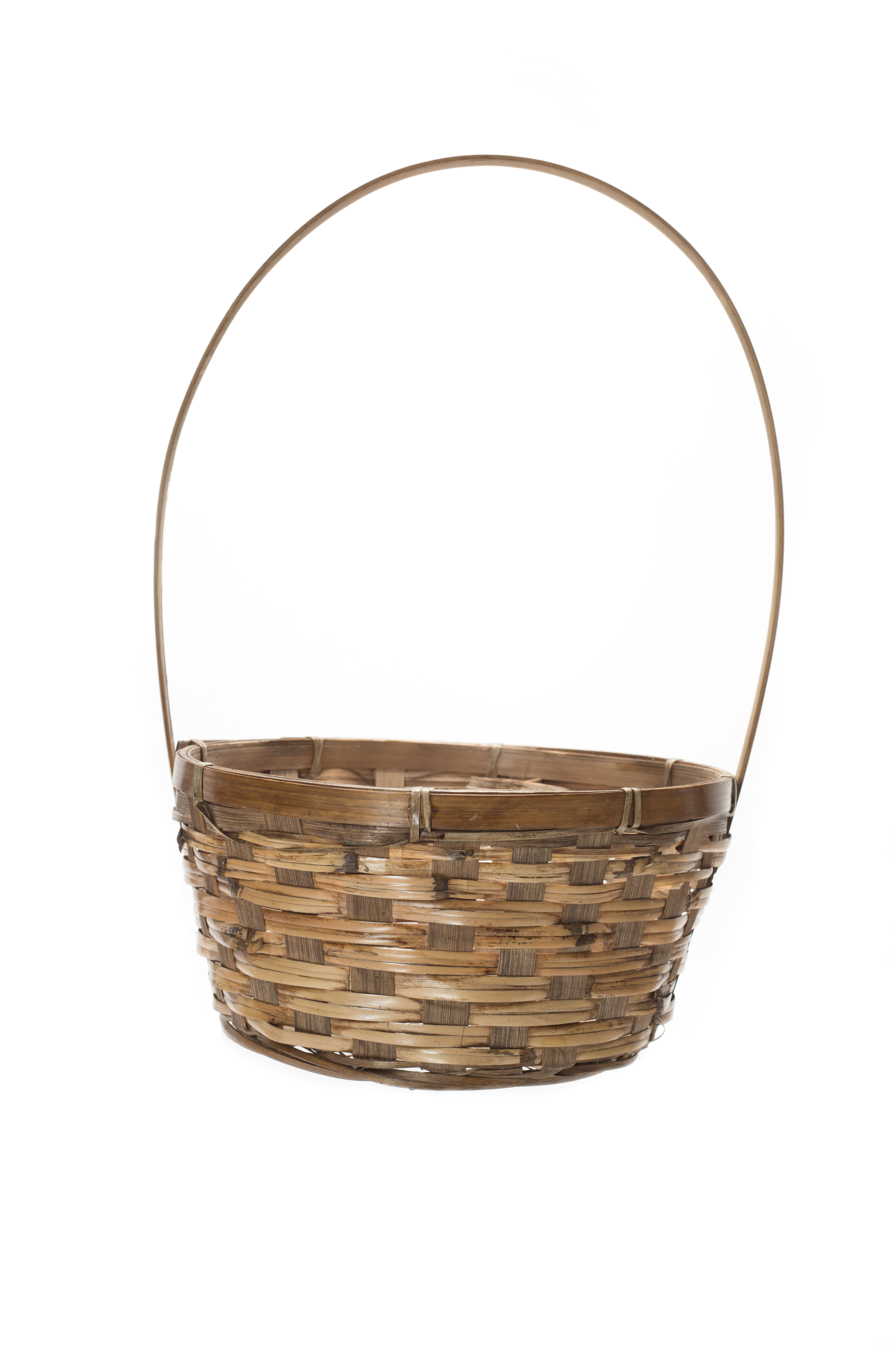 ROUND HANDLED BASKET WITH LINER - 8" - Brown