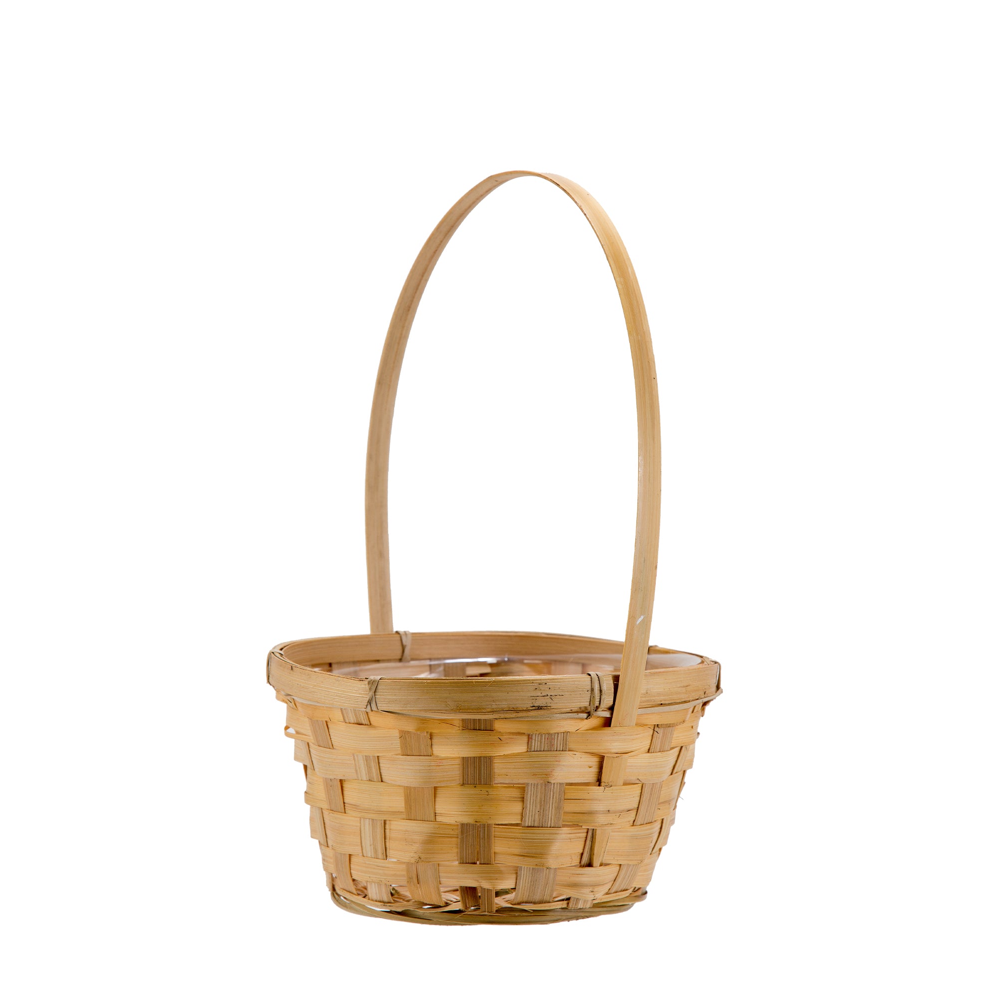ROUND HANDLED BASKET WITH LINER - 8" - Natural