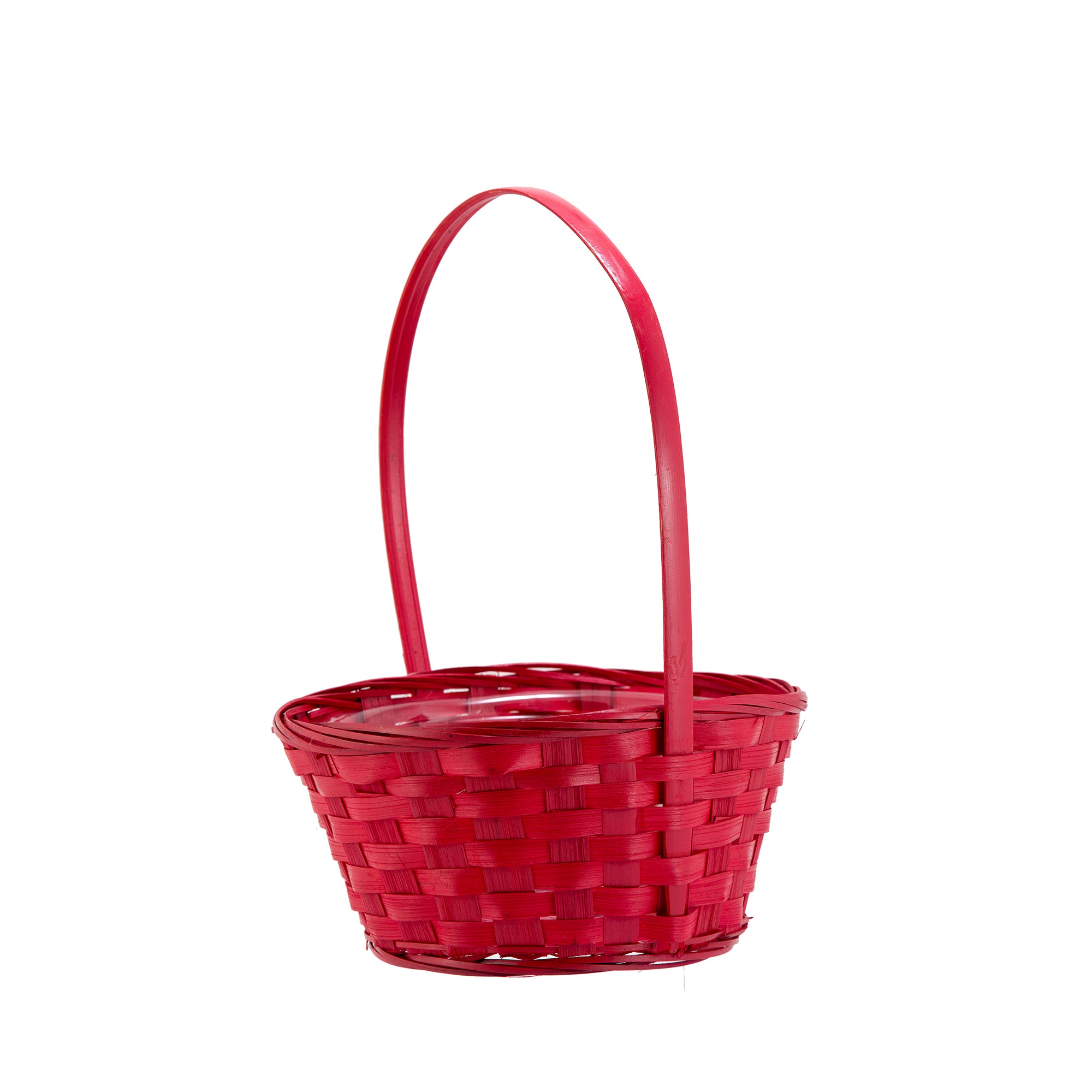 ROUND HANDLED BASKET WITH LINER - 8" - Red