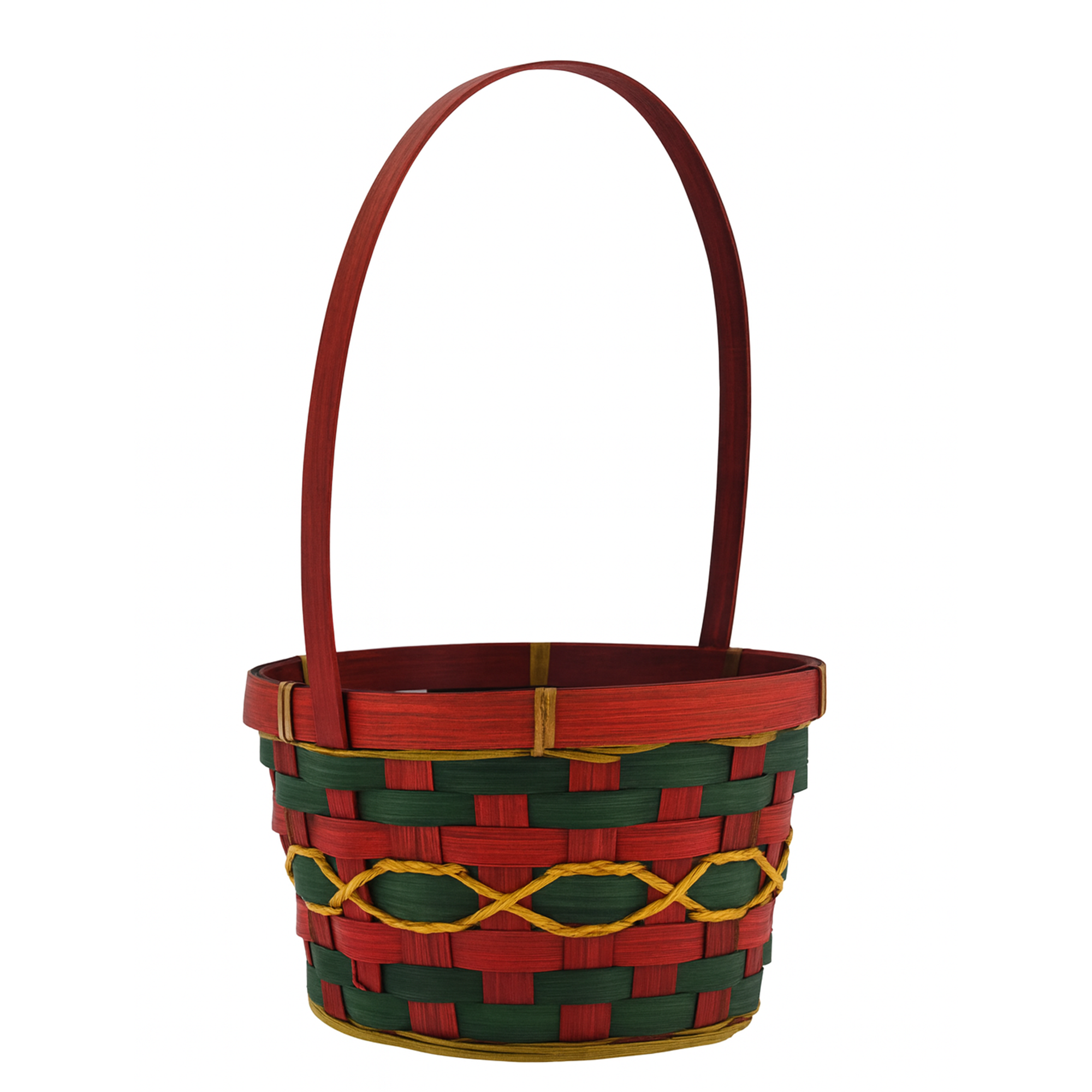 XMAS ROUND HANDLED BASKET WITH LINER - 8"
