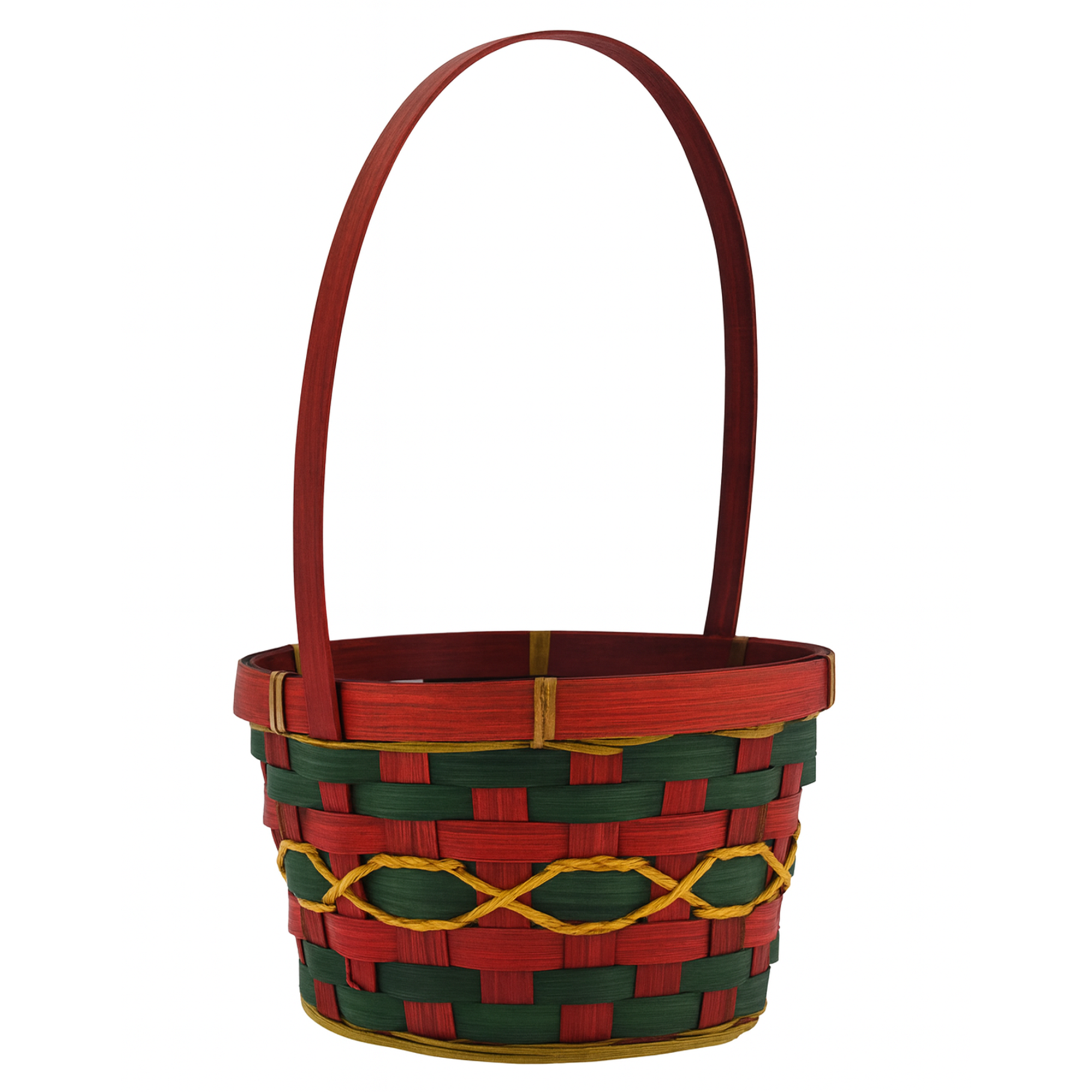 XMAS ROUND HANDLED BASKET WITH LINER - 10"