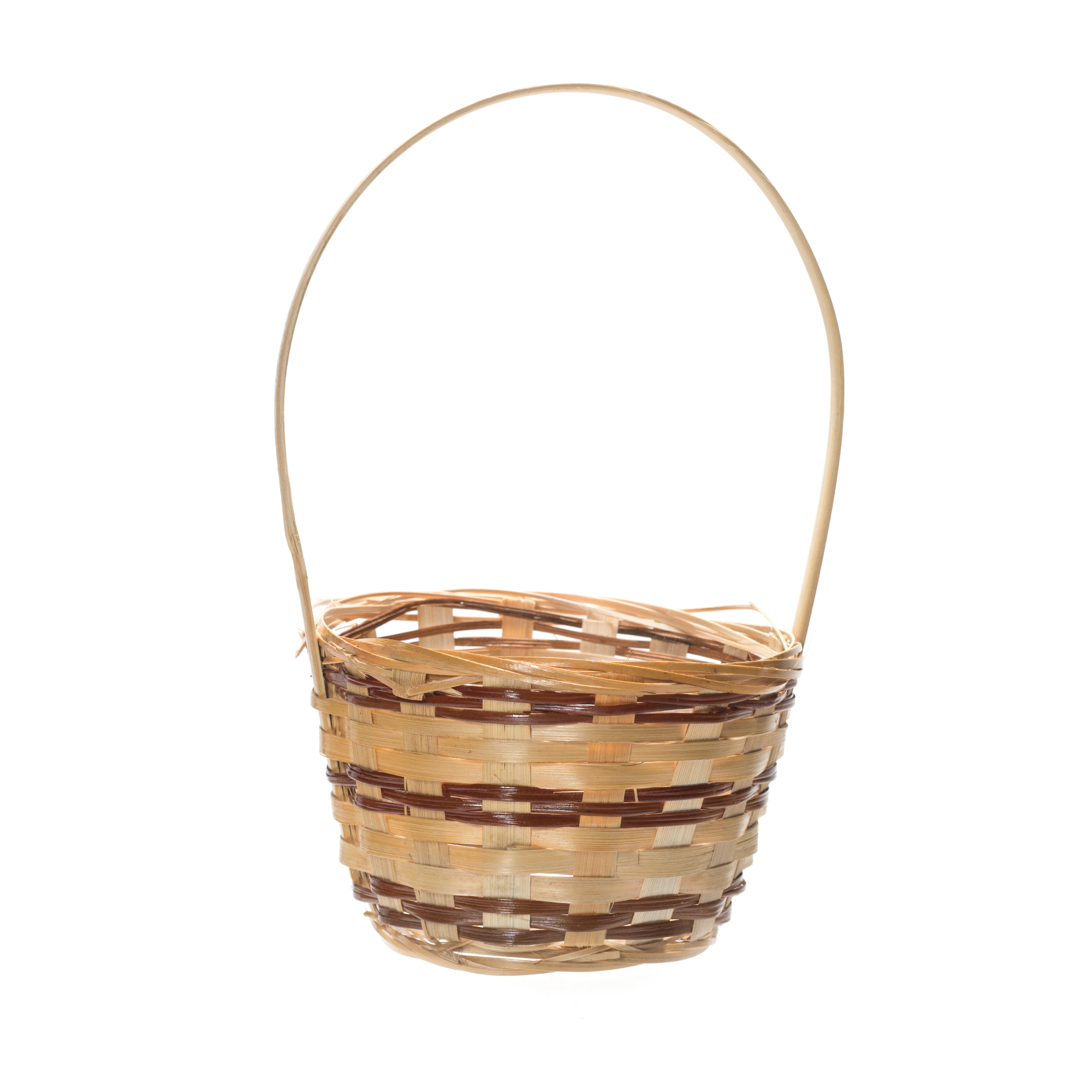 ROUND HANDLED BASKET WITH LINER - 6" - Natural