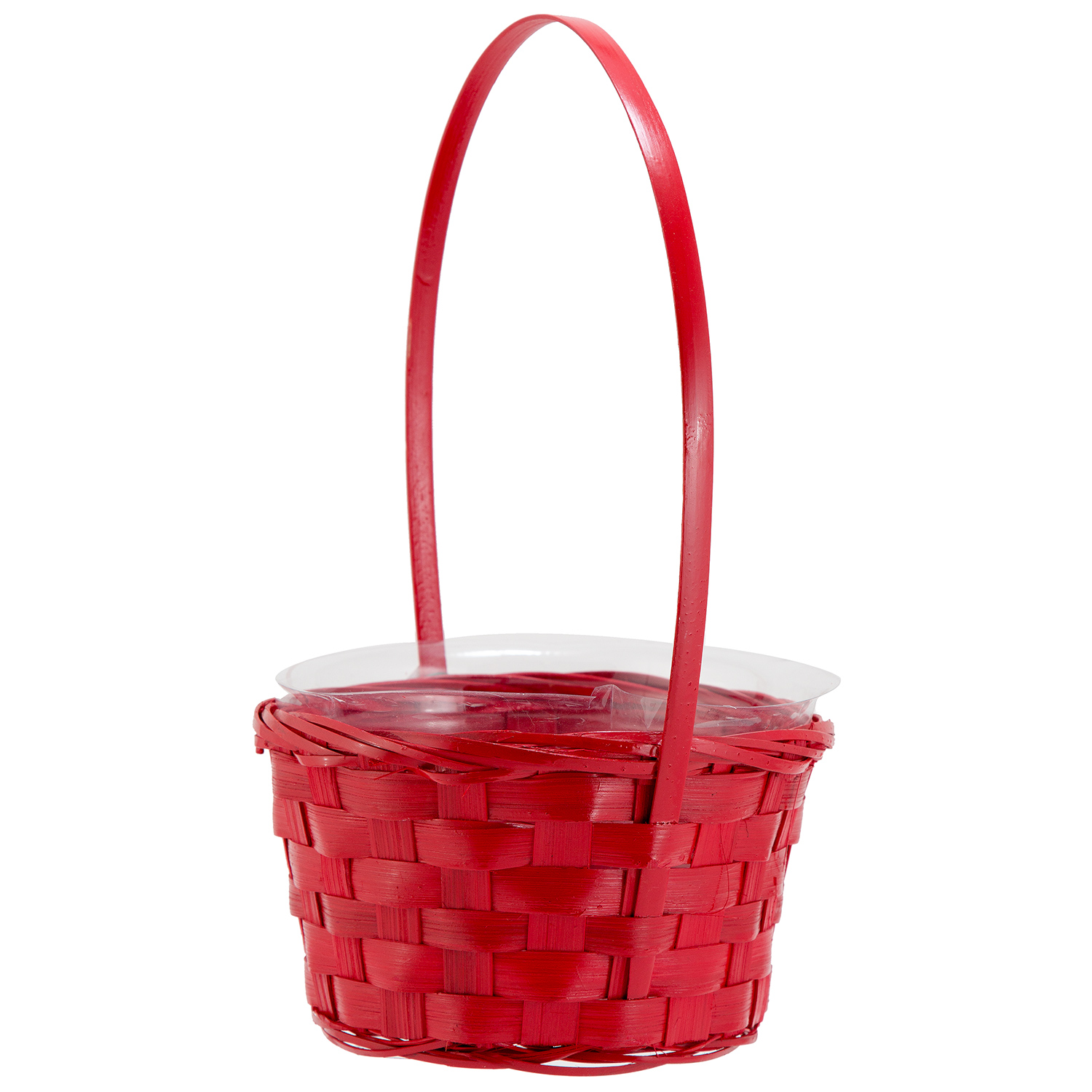 ROUND HANDLED BASKET WITH LINER - 6" - Red