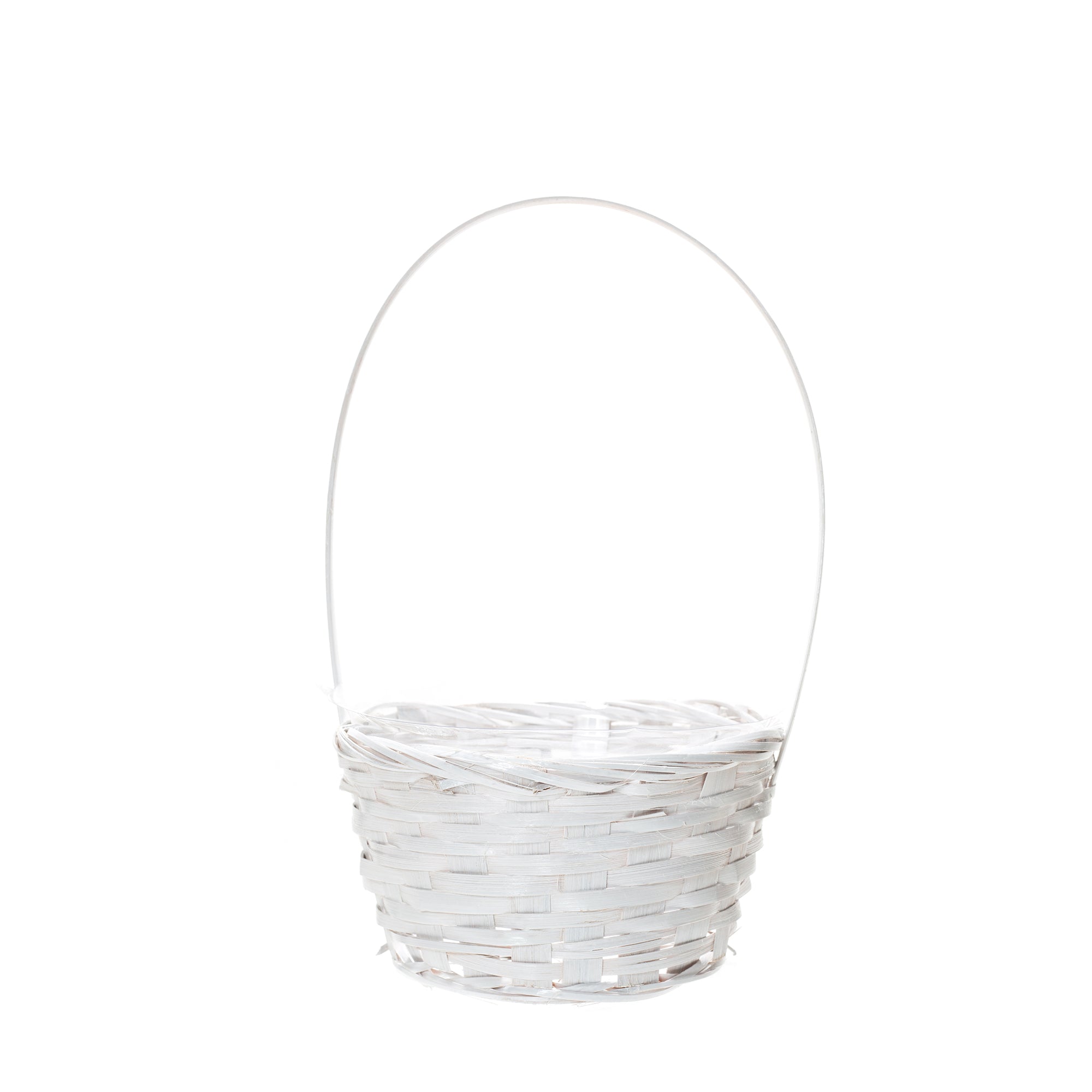ROUND HANDLED BASKET WITH LINER - 6" - White