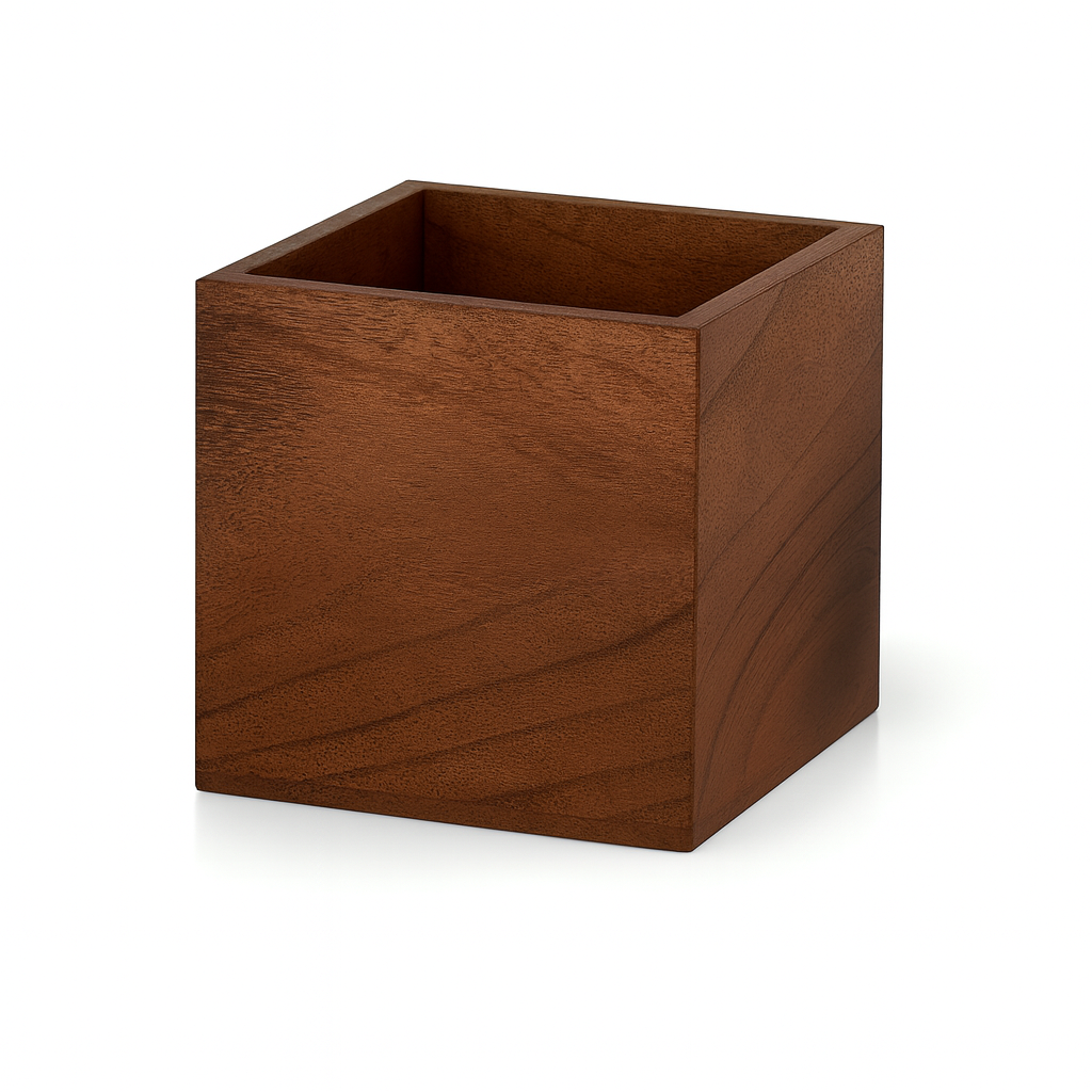 WOODEN FLORAL BOX - 8" × 8" × 8" - Brown